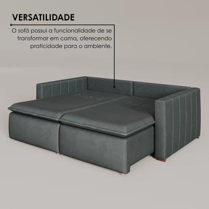 Imagem de Sofá Cama Retrátil em Madeira Eucalipto e Veludo 230cm Uruguai