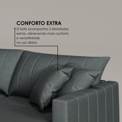 Imagem de Sofá Cama Retrátil em Madeira Eucalipto e Veludo 230cm Uruguai