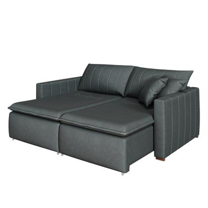 Imagem de Sofá Cama Retrátil em Madeira Eucalipto e Veludo 230cm Uruguai