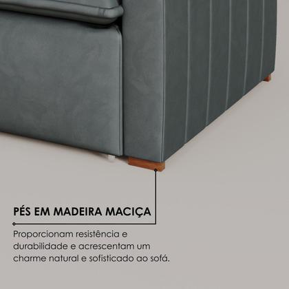 Imagem de Sofá Cama Retrátil em Madeira Eucalipto e Veludo 230cm Uruguai