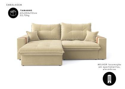 Imagem de Sofá-cama Retrátil Reclinável 3 Lugares Suede 2,00m Ipanema