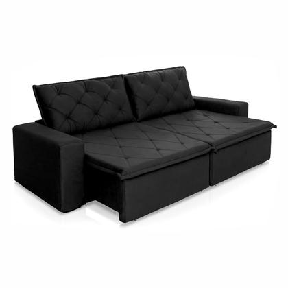 Imagem de Sofá Cama Retrátil Reclinável 3,00m Bangkok Suede Velut Preto molas no Assento - King House