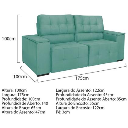 Imagem de Sofá Cama Retrátil Sala Vicenza 175cm Suede