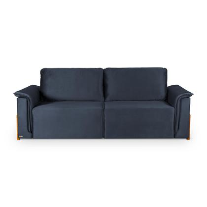 Imagem de Sofá Cama Retrátil Veludo 3 Lugares Atlanta Platinum Azul