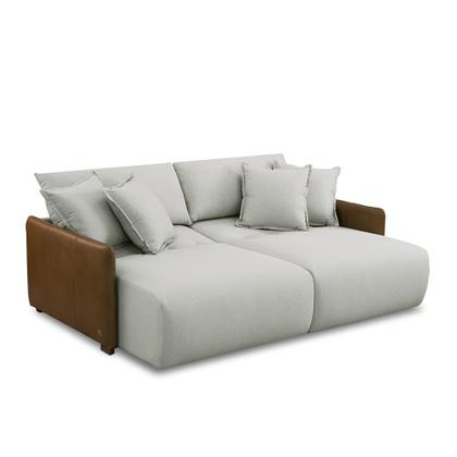 Imagem de Sofá Cama Sala de Estar Bipartido Elétrico 210cm Retrátil com Almofadas Caixa Zero Dalton Linho Bege G93 Gran Belo