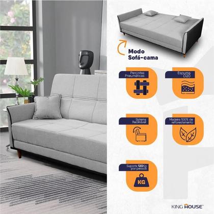 Imagem de Sofá Cama Sérvia 2,00m Cinza Bouclê - King House