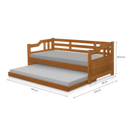 Imagem de Sofá Cama Solteiro de Madeira Maciça com Cama Auxiliar Atraente Imbuia