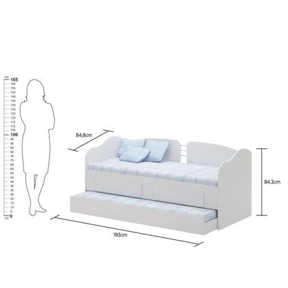 Imagem de Sofá Cama Solteiro Ditália Cama Auxiliar 2 Gav. CM-08 Branco