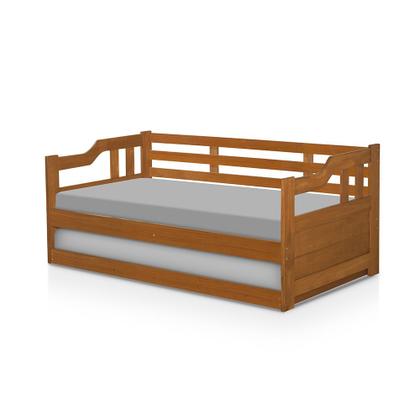 Imagem de Sofá Cama Solteiro Madeira com Cama Auxiliar Atraente Imbuia