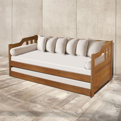 Imagem de Sofá Cama Solteiro Madeira com Cama Auxiliar Atraente Imbuia