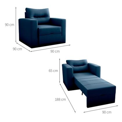 Sofá-Cama Solteiro Marisol Suede Azul - Modern Imagem de Sofá-Cama Solteiro Marisol Suede Azul