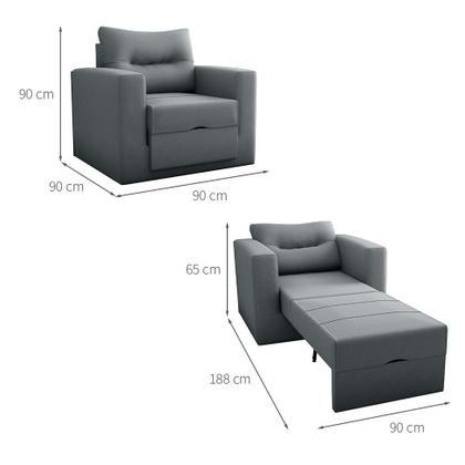 Imagem de Sofá-Cama Solteiro Marisol Suede Cinza