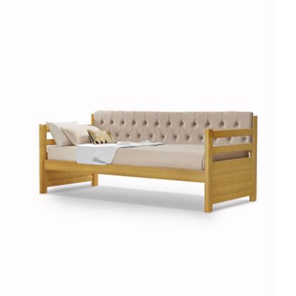 Imagem de Sofá Cama Solteiro Verona Mona Imbuia Estofado Capitonê Veludo Bege