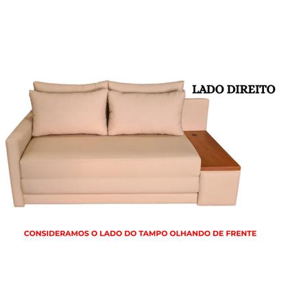 Imagem de Sofá Cama USB com Tampo Lateral Direito Tecido Acquablock Medida 180cm