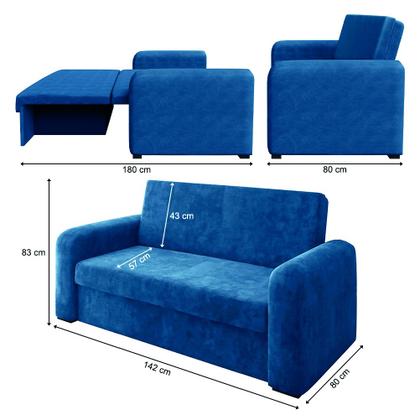 Imagem de Sofá Cama Versátil 2 Lugares Veludo Selmer