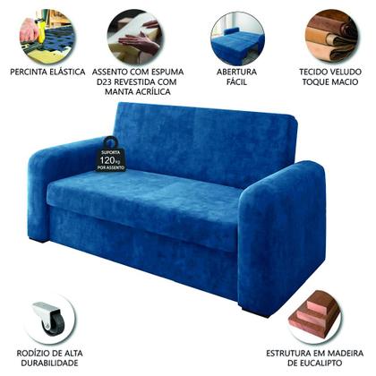 Imagem de Sofá Cama Versátil 2 Lugares Veludo Selmer