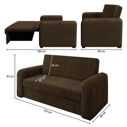 Imagem de Sofá Cama Versátil 2 Lugares Veludo Selmer Marrom