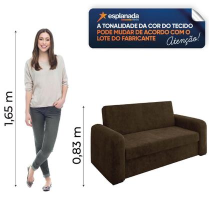Imagem de Sofá Cama Versátil 2 Lugares Veludo Selmer Marrom