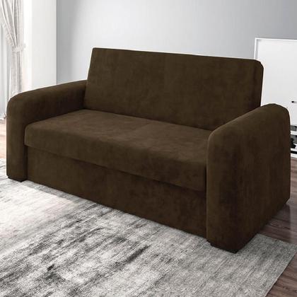 Imagem de Sofá Cama Versátil 2 Lugares Veludo Selmer Marrom