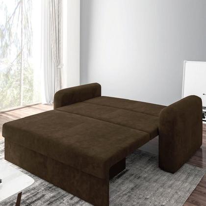 Imagem de Sofá Cama Versátil 2 Lugares Veludo Selmer Marrom