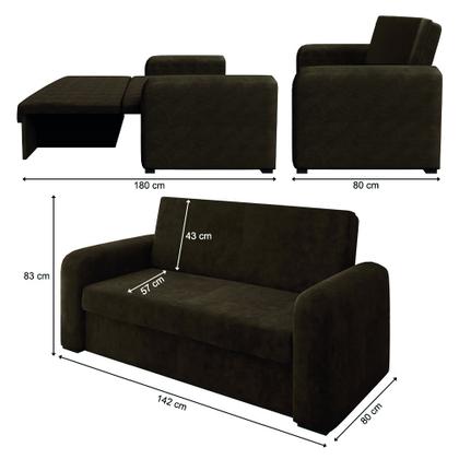 Sofá Cama Versátil 2 Lugares Veludo Selmer - SELMER ESTOFADOS Imagem de Sofá Cama Versátil 2 Lugares Veludo Selmer