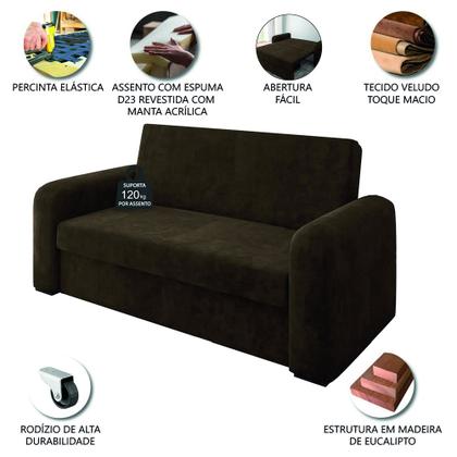 Sofá Cama Versátil 2 Lugares Veludo Selmer - SELMER ESTOFADOS Imagem de Sofá Cama Versátil 2 Lugares Veludo Selmer