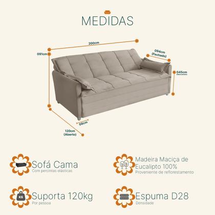 Imagem de Sofá Cama Vienna 3 Lugares 2,00m Suede