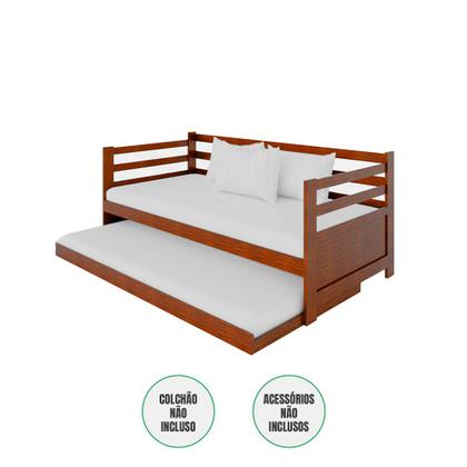 Imagem de Sofá Cama Vintage Solteiro Enjoy Madeira Rústica Castanho