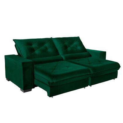 Imagem de Sofá Cancún Retrátil/Reclinável 2,90m Suede Velusoft verde c/molas ensacadas pillow top-Sofá Casa