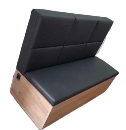Sofá Canto Alemão Preto Com Baú Reto 1.20m Base MDF - O REI DAS POLTRONAS Imagem de Sofá Canto Alemão Preto Com Baú Reto 1.20m Base MDF