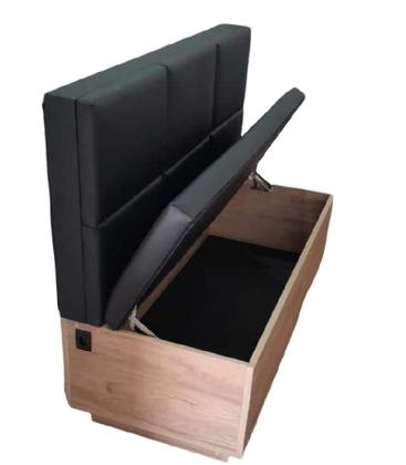 Sofá Canto Alemão Preto Com Baú Reto 1.20m Base MDF - O REI DAS POLTRONAS Imagem de Sofá Canto Alemão Preto Com Baú Reto 1.20m Base MDF
