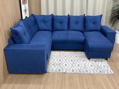 Sofá Canto Azul 810 Áustria - Alpoim Imagem de Sofá Canto Azul 810 Áustria