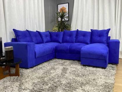 Sofá Canto Azul 910 Áustria - Alpoim Imagem de Sofá Canto Azul 910 Áustria