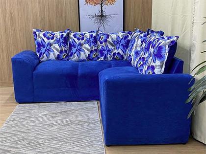 Imagem de Sofá Canto Azul floral 110/62 Belo