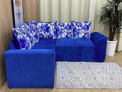 Imagem de Sofá Canto Azul floral 110/62 Belo