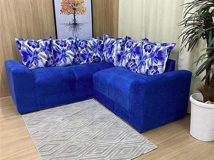 Sofá Canto Azul floral 110/62 Belo - Alpoim Imagem de Sofá Canto Azul floral 110/62 Belo