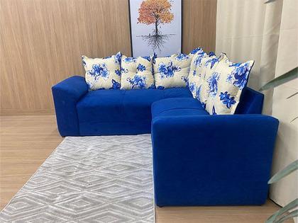 Sofá Canto Azul Floral 910/72 Belo - Alpoim Imagem de Sofá Canto Azul Floral 910/72 Belo