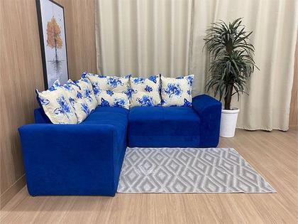 Sofá Canto Azul Floral 910/72 Belo - Alpoim Imagem de Sofá Canto Azul Floral 910/72 Belo