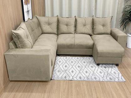 Sofá Canto Bege 602 Áustria - Alpoim Imagem de Sofá Canto Bege 602 Áustria