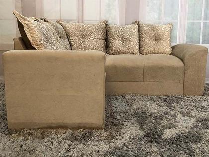 Sofá Canto Bege com Floral 602/322 Belo - Alpoim Imagem de Sofá Canto Bege com Floral 602/322 Belo