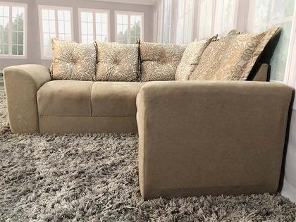 Sofá Canto Bege com Floral 602/322 Belo - Alpoim Imagem de Sofá Canto Bege com Floral 602/322 Belo