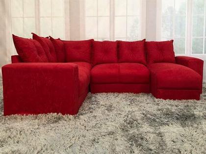 Imagem de Sofá Canto com chaise Vermelho 6 Lugares
