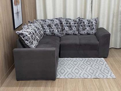 Imagem de Sofá Canto Marrom Escuro com Floral 503/33 Belo