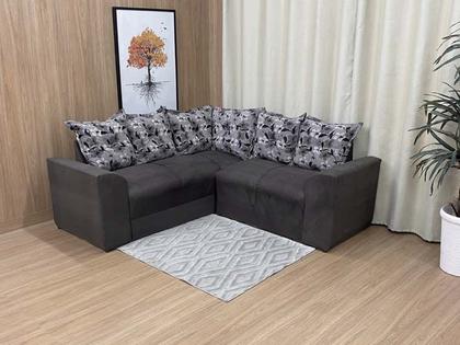 Imagem de Sofá Canto Marrom Escuro com Floral 503/33 Belo