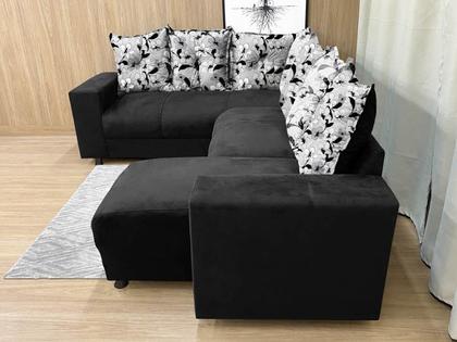 Sofá Canto Preto Com Floral 601/37 Áustria - Alpoim Imagem de Sofá Canto Preto Com Floral 601/37 Áustria