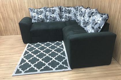 Sofá Canto Preto com Floral 601/37 Belo - Alpoim Imagem de Sofá Canto Preto com Floral 601/37 Belo