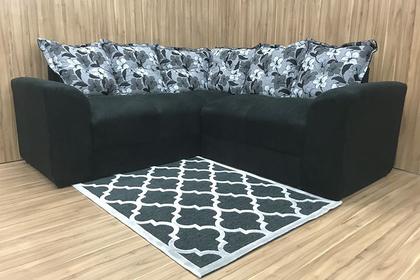 Sofá Canto Preto com Floral 601/37 Belo - Alpoim Imagem de Sofá Canto Preto com Floral 601/37 Belo
