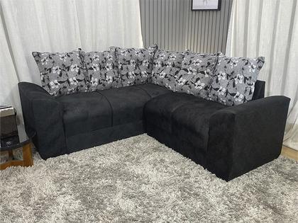 Imagem de Sofá Canto Preto com Floral 601/37 Belo