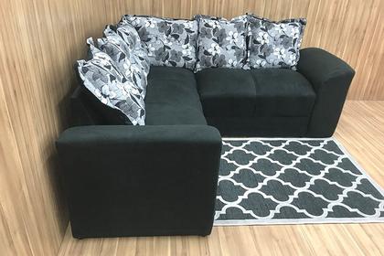 Sofá Canto Preto com Floral 601/37 Belo - Alpoim Imagem de Sofá Canto Preto com Floral 601/37 Belo