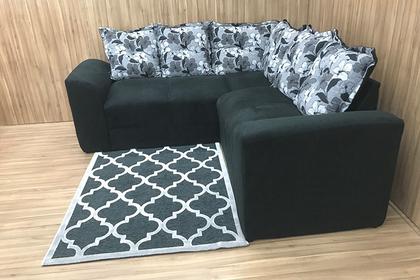 Sofá Canto Preto com Floral 601/37 Belo - Alpoim Imagem de Sofá Canto Preto com Floral 601/37 Belo